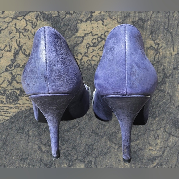 Guess Peep Toe Periwinkle Blue Leather Pumps Size 6 - Picture 5 of 7